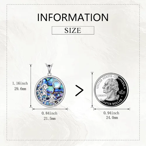 Vista 2 de AXELUNA Collar de plata de ley con colgante de concha de abulón de piedra lunar para mujer, Plata esterlina, Circón