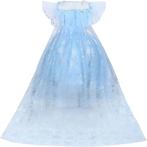 Vista 3 de TSIZFXI Elsa - Vestidos de princesa para niñas, fiesta de cumpleaños con accesorios de 3 a 8 años