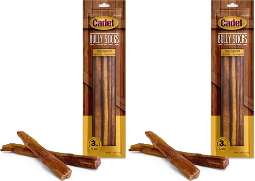 Vista 14 de Cadet Bully Sticks para perros grandes, pizza de carne de res totalmente natural, masticables de larga duración sin cuero crudo para masticadores