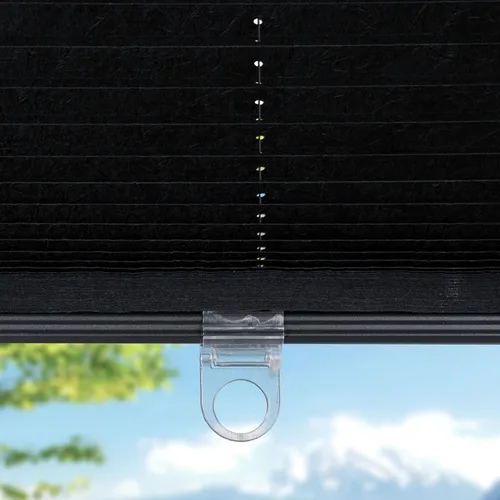 Vista 7 de CALYX INTERIORS Persiana de tela plisada para ventana, filtro de luz, inalámbrica, 22 pulgadas de ancho x 60 pulgadas de alto, color negro