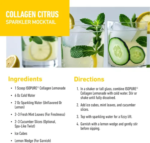 Vista 6 de Isopure - Péptidos de colágeno en polvo, para el cabello, las uñas, la piel y las articulaciones, con vitamina C y biotina, sabor limonada, 20g
