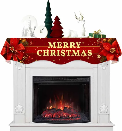 Vista 17 de NYZE Bufanda para Repisa de Chimenea Navideña 60 x 17 Pulgadas Cubierta Decorativa para Repisa de Chimenea de Navidad Camino de Mesa para Repisa