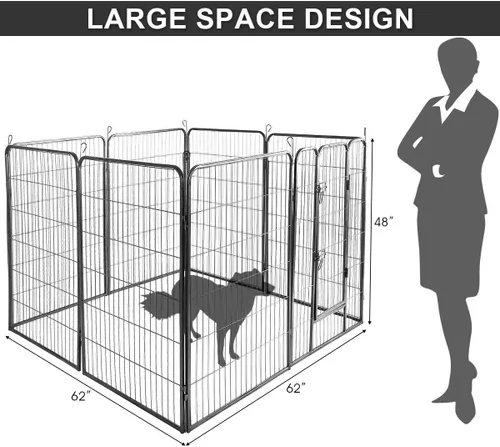 Vista 7 de Giantex - Corralito para mascotas con paneles 16/8, puerta, plegable para perros y gatos, valla de ejercicios portátil, ajustable, para uso al aire
