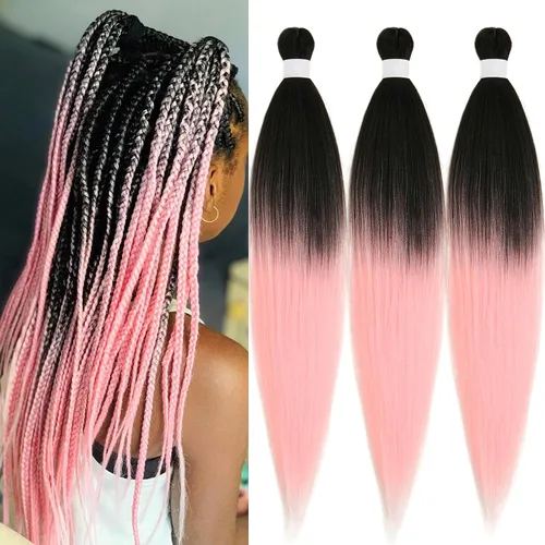 Vista 10 de Pelo trenzado corto 1B negro preestirado Extensiones de pelo trenzado para niños para trenzas de caja sin nudos, pelo trenzado preestirado de 16