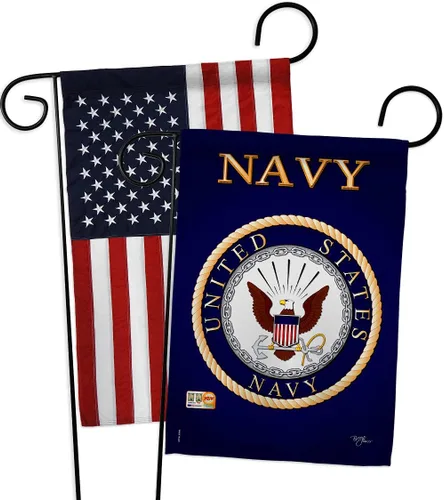 Vista 14 de Breeze Decor Bandera de jardín de 13 x 18.5 pulgadas, con licencia oficial de las Fuerzas Armadas de los Estados Unidos de la Marina de los Estados