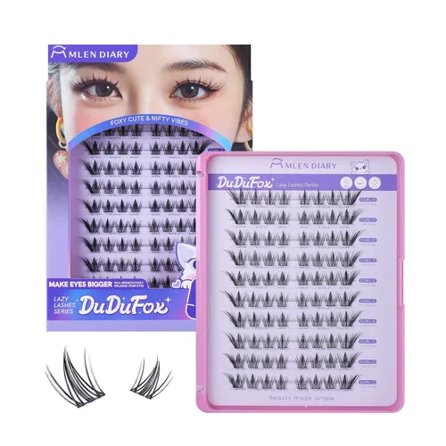 Vista 17 de MLEN DIARY Kit de 80 racimos de pestañas naturales, rizo C, kit de extensiones de pestañas con pinzas removedoras de pestañas de 0.335-0.492 in
