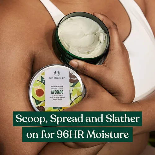 Vista 2 de The Body Shop - Mantequilla corporal de aguacate, para pieles muy secas, 6.4 onzas, vegana