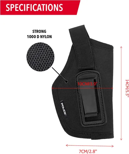 Vista 3 de POLICE Funda universal para pistola para hombres y mujeres, funda universal para pistola Airsoft mano derecha IWB de 0.354 in para transporte
