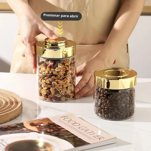 Vista 6 de Envases herméticos de vidrio para almacenamiento de alimentos, botes de vidrio para la cocina con tapas - Botes de café, pasta, azúcar, té