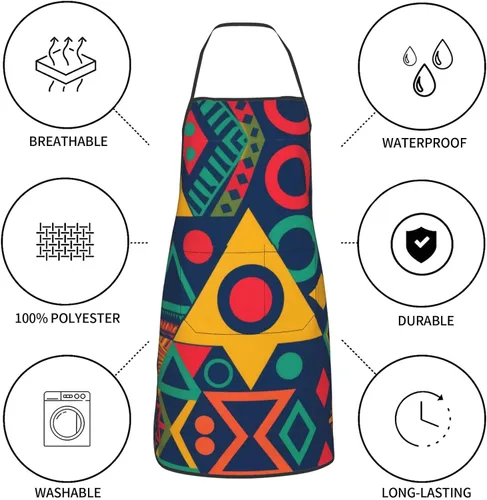 Vista 8 de Geometric patterns Chef Apron for Men and Women - Waterproof Kitchen Chef Apron with Pockets, Perfect for Cooking, Salon & More