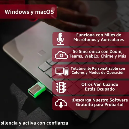 Vista 7 de MuteMe Mini - USB A - Botón de silencio físico iluminado para Zoom, Teams y más (como se ve en Shark Tank). Software gratuito para Windows/Mac