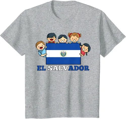 Vista 51 de Camiseta salvadoreña del Mes de la Herencia Hispana con la bandera de El Salvador para niños, Negro