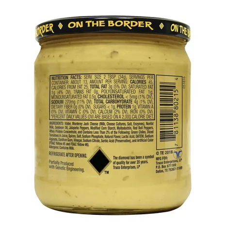 Vista 2 de On The Border Salsa Con Queso, tarro de 15.5 onzas (paquete de 6) (50781138802159)