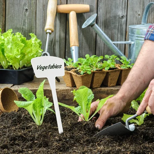 Vista 7 de KINGLAKE GARDEN Etiquetas de plástico para plantas de 10.4 pulgadas, paquete de 30 etiquetas de jardín al aire libre, etiquetas gruesas de jardín