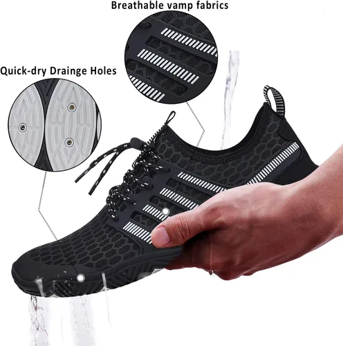 Vista 3 de Zapatos de agua para hombre y mujer, secado rápido, calcetines acuáticos, zapatos de buceo para playa, natación, surf, piscina, yoga, viajes, al