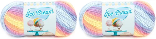 Vista 53 de Lion Brand Yarn, Hilo para Bebé Ice Cream para tejer, ganchillo y manualidades, Baseball Nut, 1 paquete, fibra acrílica colorida de peso DK