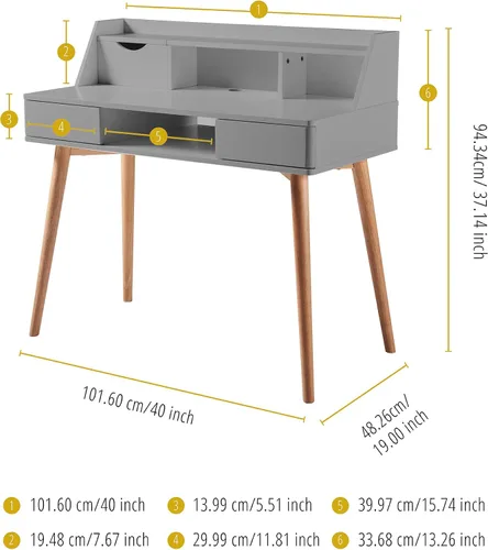 Vista 3 de Versanora VNF-00045LG Creativo - Escritorio Gris claro
