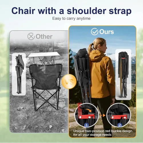 Vista 9 de LET'S CAMP Sillas de camping de gran tamaño Silla de césped resistente con Negro