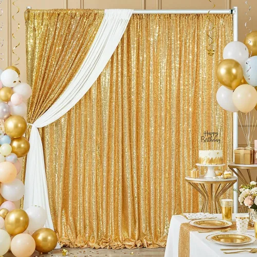 Vista 18 de B-COOL Cortinas de Fondo de Lentejuelas Azul Bebé 2 Piezas 2ftx8ft Fotografía para Fiestas Fondo Brillante Cortinas para Prom Bodas Baby Shower