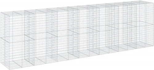 Vista 58 de vidaXL Cesta de gavión con tapa, 39.4 x 19.7 x 39.4 pulgadas, hierro galvanizado rectangular, resistente a la intemperie, montaje sin herramientas
