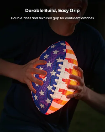 Vista 3 de QPAU Fútbol que brilla en la oscuridad, fútbol juvenil iluminado con bomba y baterías, juguetes y juegos al aire libre para niños y niñas, regalo