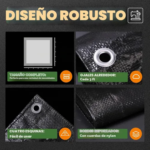 Vista 4 de RAINDEWAY Lona pequeña negra de 3x3 pies (paquete de 2), resistente a los rayos UV, lonas polivalentes de resistencia media impermeables, lona