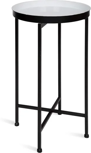 Vista 11 de Kate and Laurel Celia - Mesa decorativa redonda de metal plegable con bandeja superior, negro