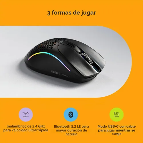 Vista 7 de Glorious Gaming - Mouse ergonómico inalámbrico modelo D 2, superligero 2.33 oz, hasta 210 horas de duración de la batería, sensor óptico de 26 K, 6