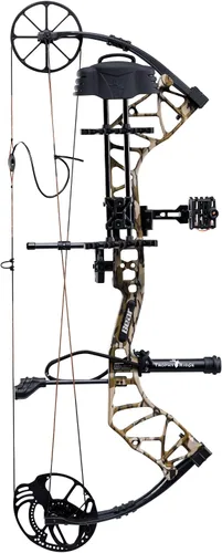 Vista 2 de Bear Species XT Bear Archery Arco compuesto listo para cazar Mossy Oak Bottomland/Negro