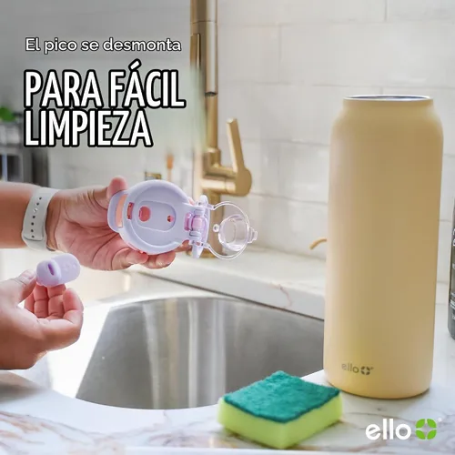 Vista 11 de Ello Pop & Fill botella de agua de acero inoxidable de 22 onzas con tecnología de llenado rápido, metal de doble pared y aislado al vacío, tapa