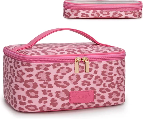 Vista 19 de Wrangler - Bolsa de maquillaje de viaje, 2 piezas, bolsa de cosméticos con Vaca café