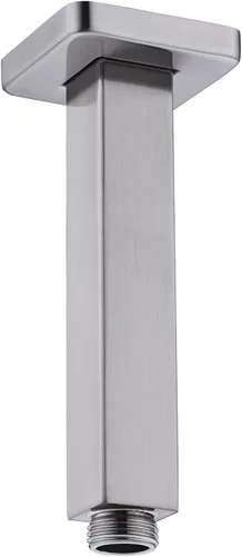 Vista 8 de Brazo de ducha de 4 pulgadas con brida, brazo de extensión de cabezal de ducha cuadrado montado en el techo, brazo recto de 1/2 NPT para cabezal
