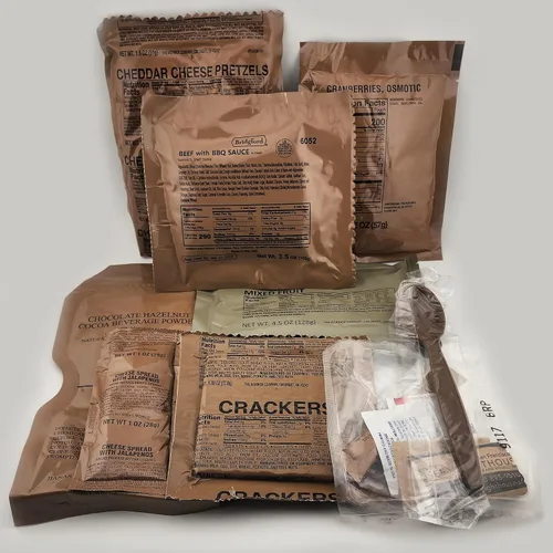 Vista 2 de Allgo Outdoors Military Spec MRE Meals Listo para comer BBQ Beef Sandwich - Menú 2