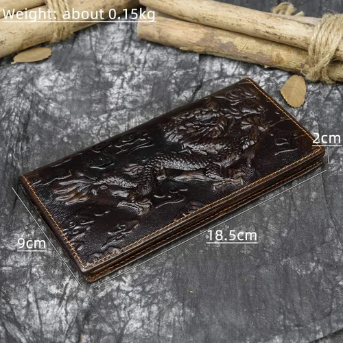 Vista 2 de LUUFAN Cartera larga de cuero genuino para hombre tarjetero con bolsillo para monedas