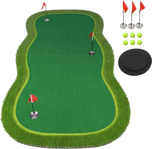 Vista 10 de Golf Putting Verde/Mat-Golf Training Mat - Alfombrilla profesional de práctica de golf - Putter largo desafiante verde para interiores y exteriores