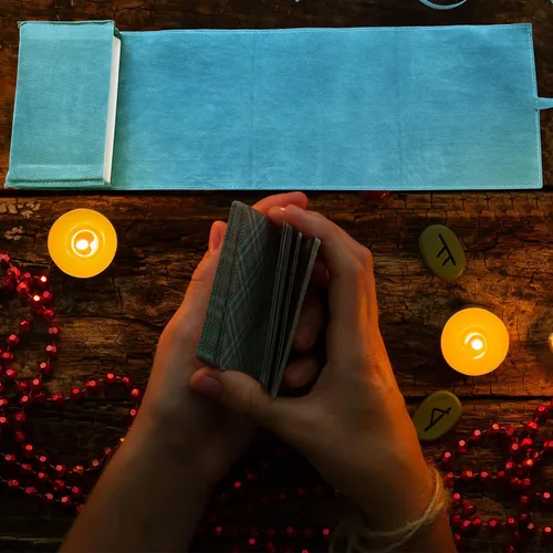 Vista 4 de Zhengmy 4 piezas de Tarot Wrap Almacenamiento Holder Spread Cloth para Oracle Decks