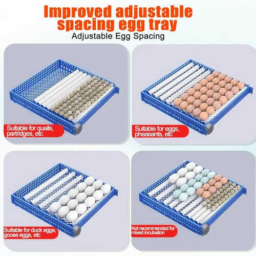 Vista 6 de Vevitts Incubadora automática de huevos de 136 huevos con girador automático, control digital de temperatura y humedad y recarga de agua