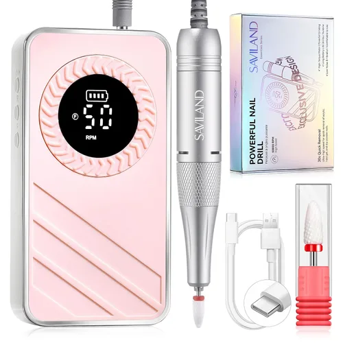 Vista 11 de SAVILAND Taladro Eléctrico para Uñas 50000 RPM: Lima Eléctrica Inalámbrica para Uñas Vida de Batería de 10 H Kit de Taladro Recargable para Uñas