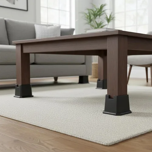 Vista 7 de Paquete de 4 elevadores de cama de 3 pulgadas, elevadores de cama resistentes, se adaptan a ruedas de muebles, sofá, mesa y sofá, color negro