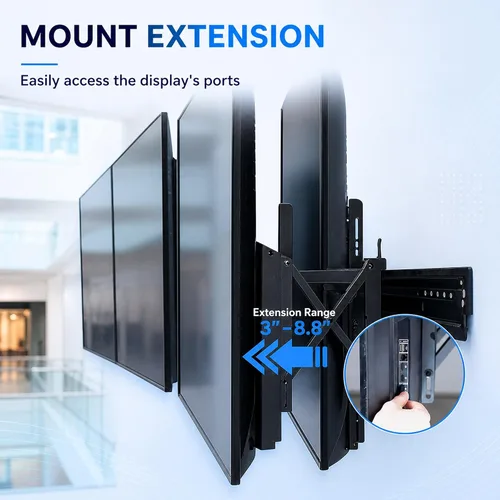 Vista 5 de J-Tech Digital Kit de montaje en pared para TV de 1 x 2, se adapta a 2 pantallas de 37 a 65 pulgadas con brazos ajustables de inclinación