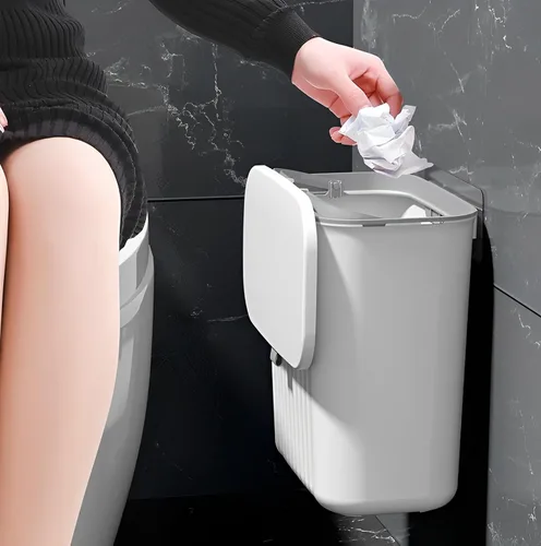 Vista 5 de Sooyee Paquete de 3 cubos de compost de cocina de 12L/3.2 galones para encimera o debajo del fregadero, cubo de basura pequeño colgante con tapa