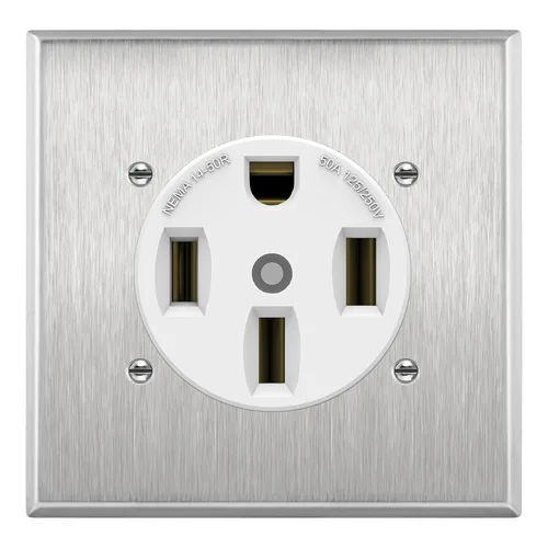 Vista 9 de ENERLITES 50A RV Power Outlet Box, NEMA 14-50R, Black Negro