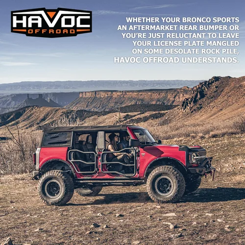 Vista 8 de HAVOC OFFROAD Reubicación de matrícula para Ford Bronco Ajustable, acero, negro HFB-05-001 2021-2025 Ford Bronco
