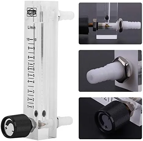 Vista 3 de Caudalímetro de gas, medidor de flujo 1-10LPM con válvula de control para oxígeno aire gas