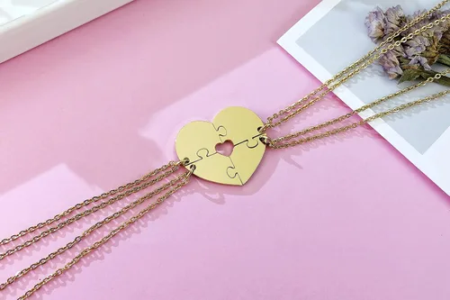 Vista 3 de MEALGUET Collar con inicial de acero inoxidable con forma de corazón y nombre personalizado, 23456 piezas para familia, amor, mejor amigo, juego