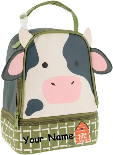Vista 4 de Stephen Joseph Bolsa aislada para niños, estampado personalizado de vaca y animales de granja, contenedor reutilizable, suministros de regreso a