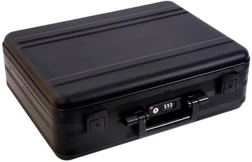 Vista 2 de Maletín de metal para hombre, caja de almacenamiento de aluminio con bloqueo, funda de medicina familiar, maleta de dinero, caja de exhibición