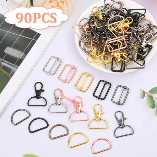 Vista 6 de Paxcoo Llavero a granel con llavero giratorio con gancho en D y hebillas deslizantes para bolso de mano, bolso, hardware y manualidades (1 pulgada)