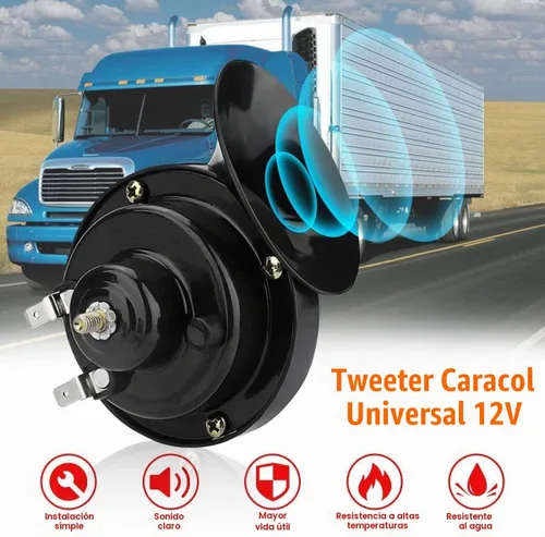 Vista 5 de 2 piezas de bocinas de tren súper fuertes de 300DB, juego de repuesto de bocinas de aire impermeables de 12V, bocina doble de aire eléctrico de Negro