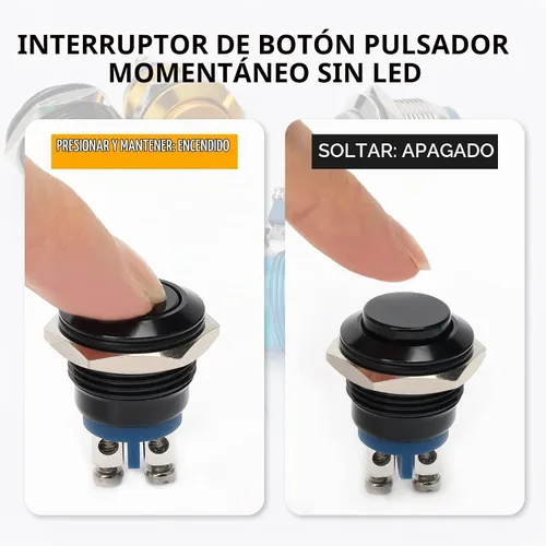Vista 4 de STARELO 16 mm 5/8" Interruptor de botón momentáneo redondo alto 250 V de CA 5 A 12 V 36 V de CC 2 A 1NO SPST impermeable con carcasa de aluminio